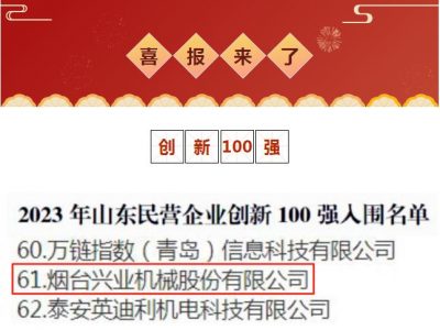 大奖国际18dj18机械荣获2023年山东民营企业创新100强！
